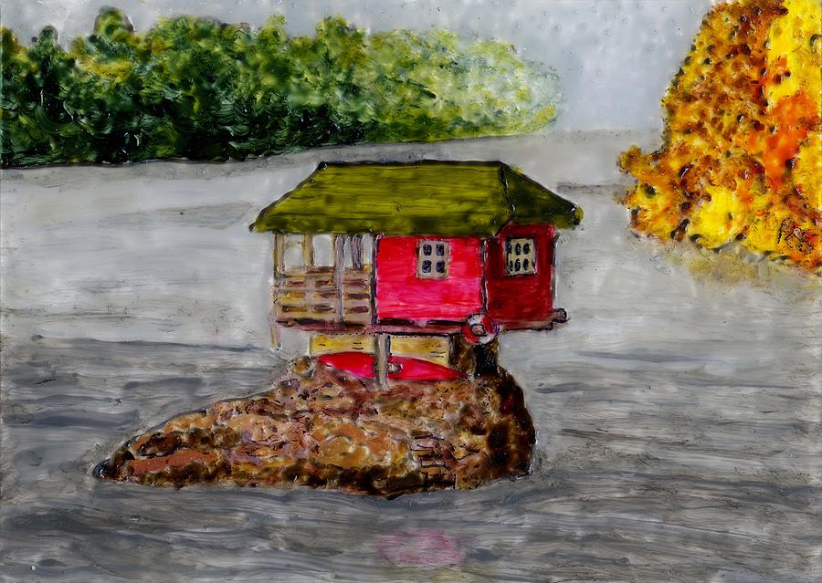 Serbia River House Painting by Phil Strang