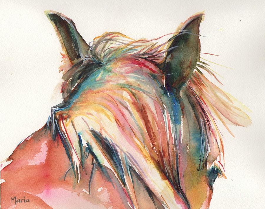 Serendipity Painting - Horse Painting in watercolor Serendipity by Maria Reichert