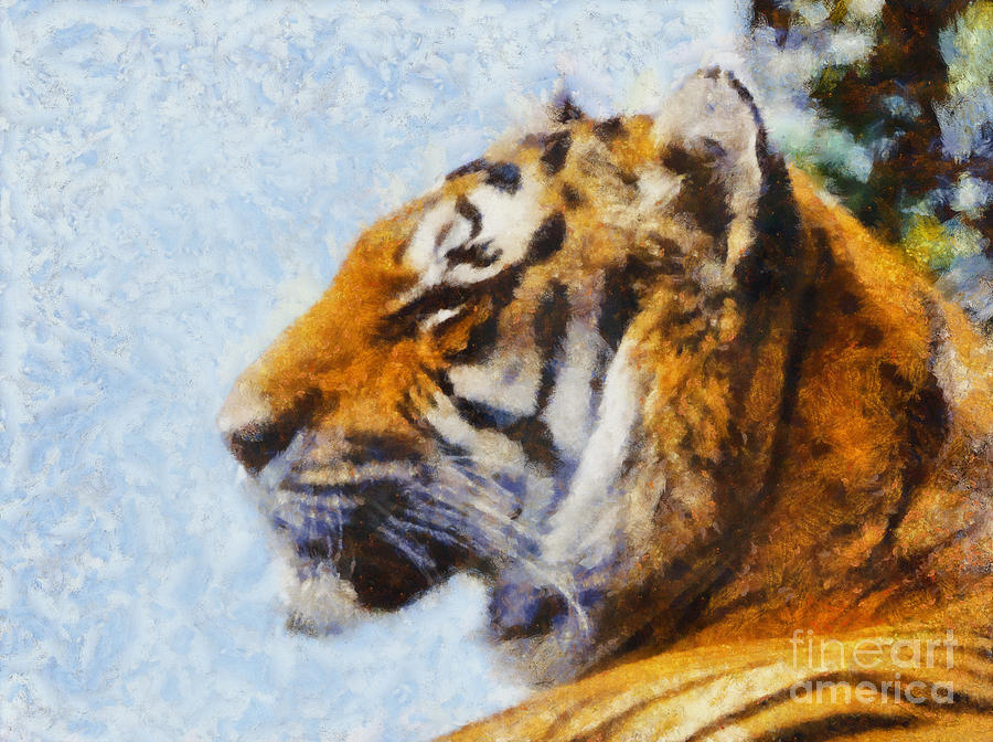 Claude Monet Painting - Serene tiger  by Pixel Chimp
