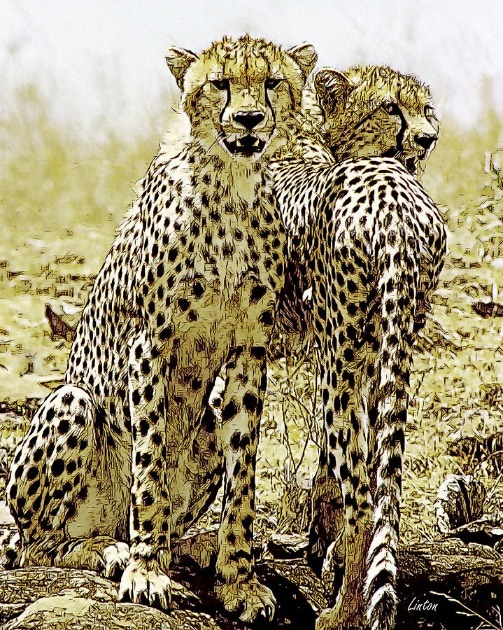 Serengeti Cheetahs 2 Digital Art by Larry Linton