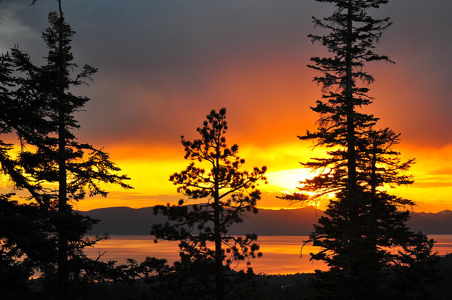 Sunset Photograph - Serenity at Sunset - Lake Tahoe - Nevada by Bruce Friedman