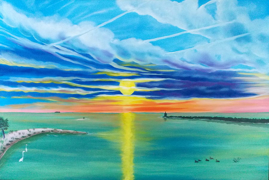 Sunset Painting - Serenity Bay by Kathern Ware