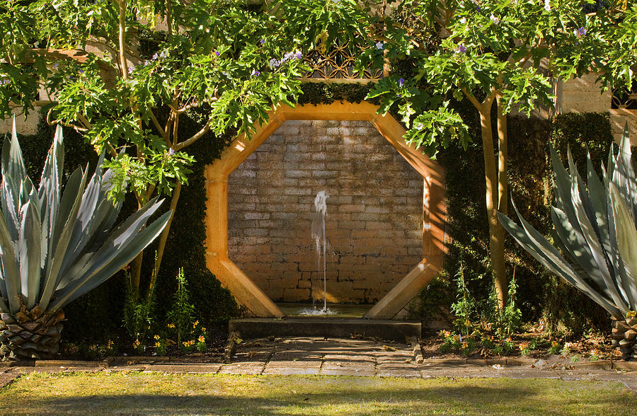 Garden Photograph - Serenity Fountain by Rich Franco