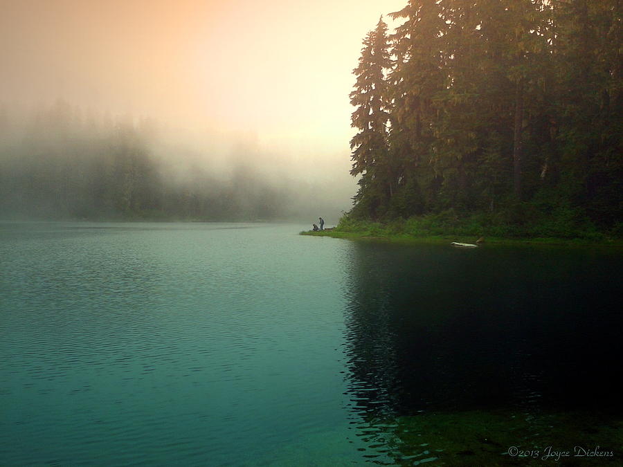 Tree Photograph - Serenity On Blue Lake Foggy Afternoon by Joyce Dickens