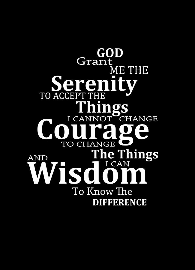 Inspirational Painting - Serenity Prayer 5 - Simple Black And White by Sharon Cummings