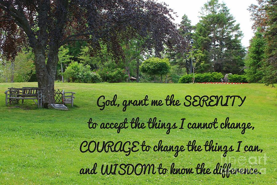 Serenity Prayer and Park Bench Photograph by Barbara A Griffin