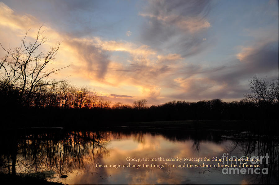 Sunset Photograph - Serenity Prayer Quote by Cheryl McClure