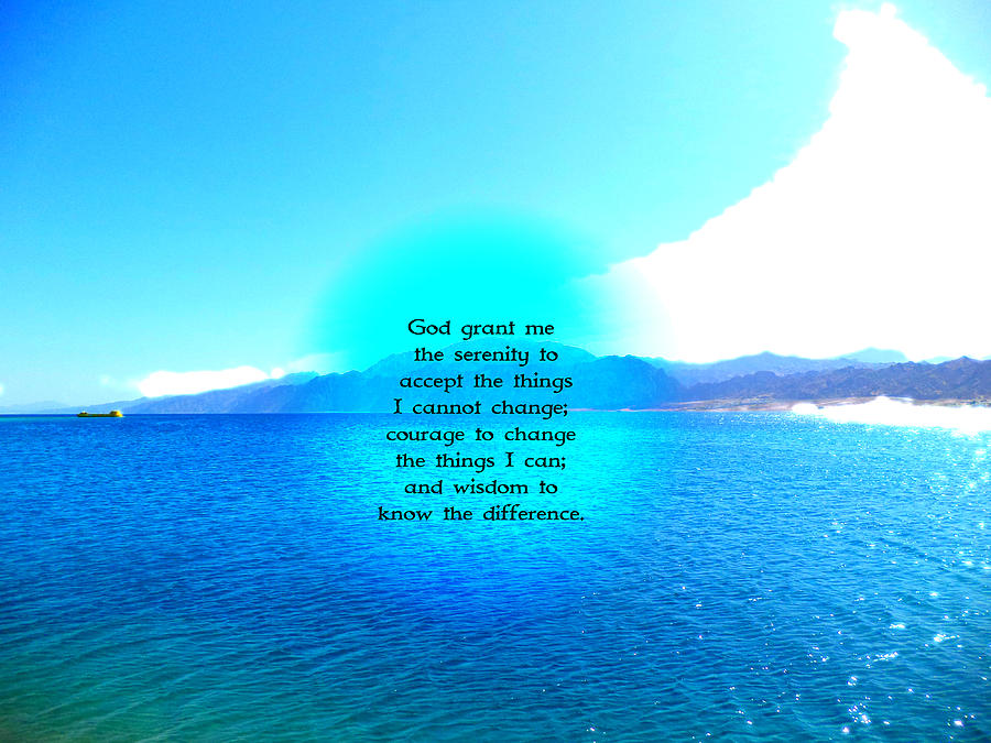 Nature Digital Art - Serenity Prayer With Blue Ocean and Amazing Sky by Valentino Wolf