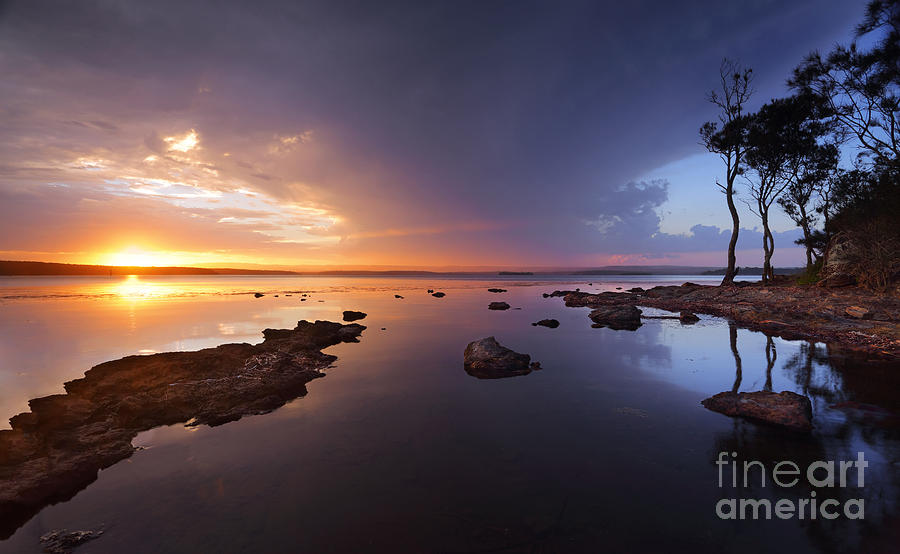Sunset Photograph - Serenity Sunset St Georges Basin Sanctuary Point by Leah-Anne Thompson