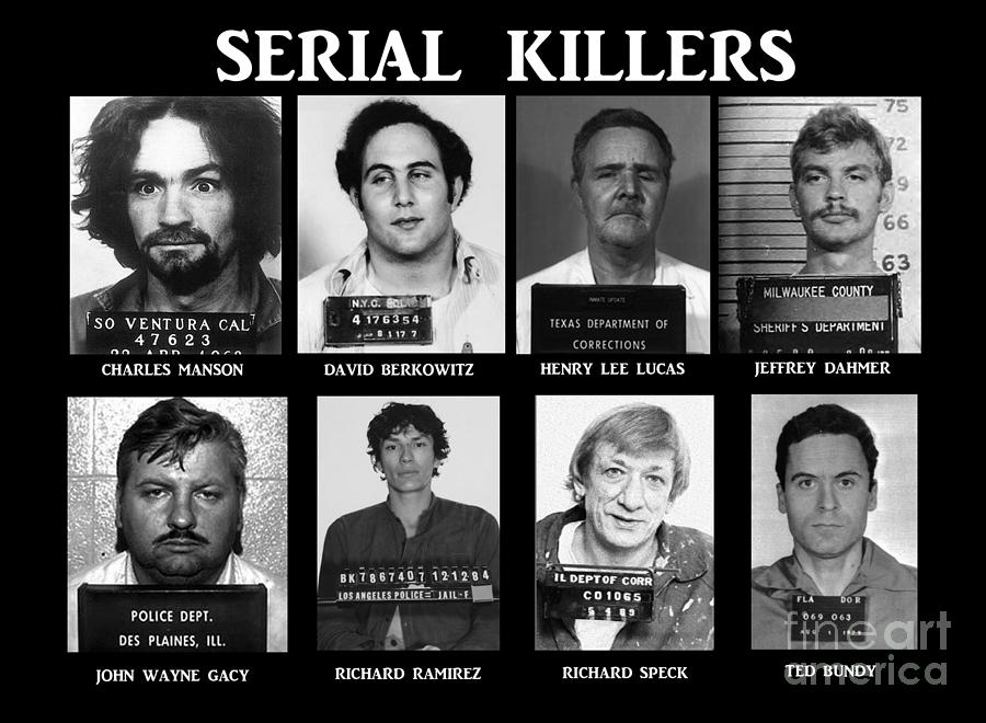 Black And White Photograph - Serial Killers - Public Enemies by Paul Ward