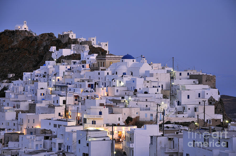 Serifos town during dusk time #4 Photograph by George Atsametakis