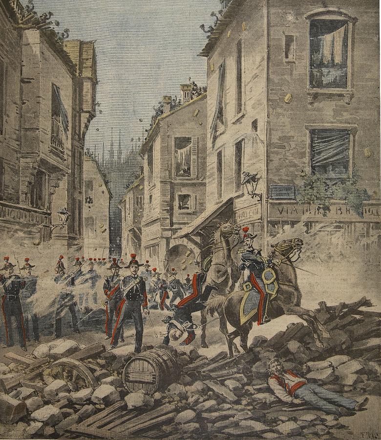 Civil Drawing - Serious Troubles In Italy Riots by French School