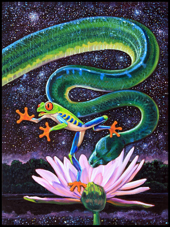 Serpent In The Garden Painting by John Lautermilch