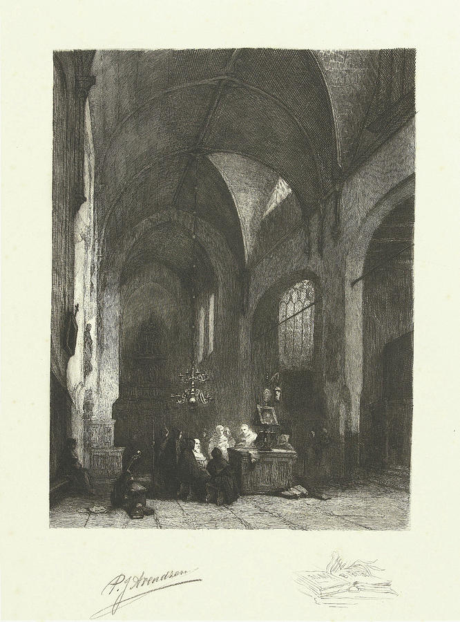 1856 Drawing - Service In A Monastery, Petrus Johannes Arendzen by Quint Lox