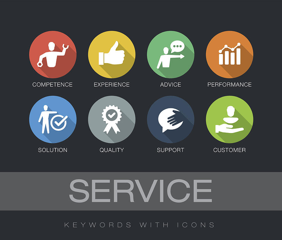 Service keywords with icons Drawing by Enisaksoy