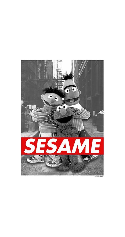 Black And White Digital Art - Sesame Street - Sesame by Brand A