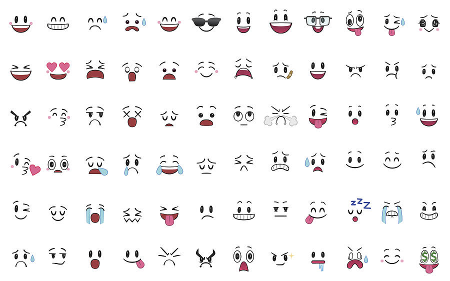 Set of 72 different pieces of emotions Drawing by Yuoak