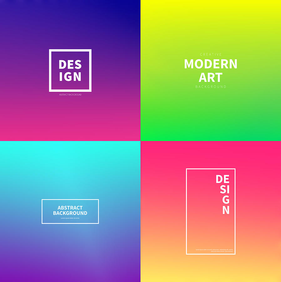 Set of abstract colorful gradient designs - Trendy background Drawing by Bgblue
