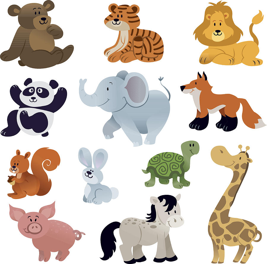 Set of Cute animals Drawing by Jobalou