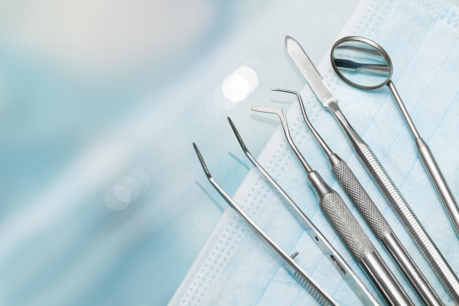 Set of metal Dentists medical equipment tools Photograph by YakubovAlim