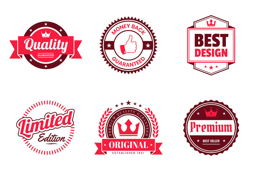 Set of Red Badges and Labels - Design Elements Drawing by Bgblue