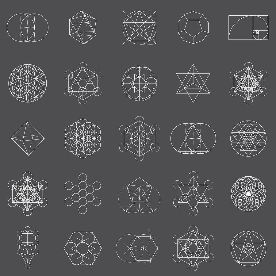 Set of Sacred Geometry Icons Drawing by Bortonia