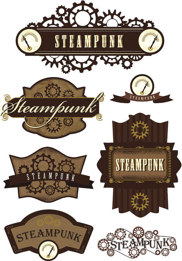 Set of steampunk labels Drawing by JDawnInk
