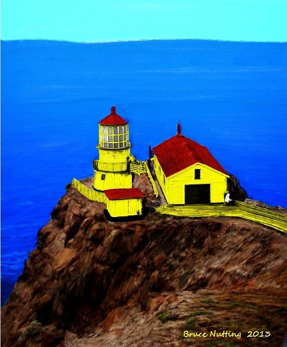 Seths Lighthouse Painting by Bruce Nutting