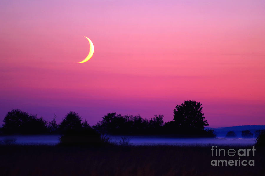 Setting Crescent Moon At Dusk Photograph by Douglas Taylor