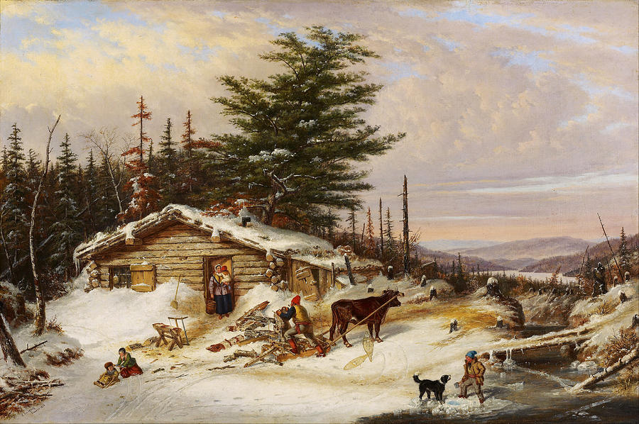 Settlers Log House Painting by Cornelius David Krieghoff