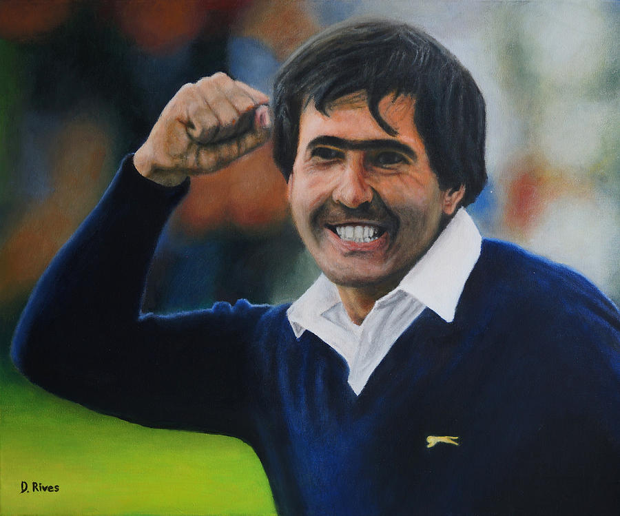 Golf Painting - Seve Ballesteros Oil on Canvas by David Rives