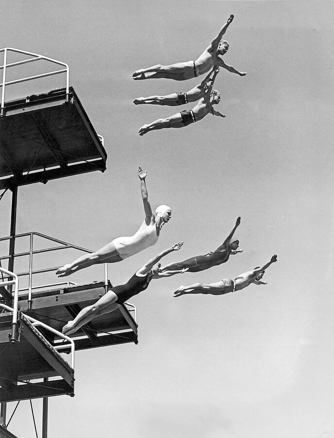 Seven Champion Diving In LA Photograph by Underwood Archives Seven Champion Diving In LA Photograph by Underwood Archives