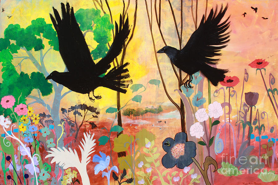 Seven Circling Crows Painting by Robin Pedrero