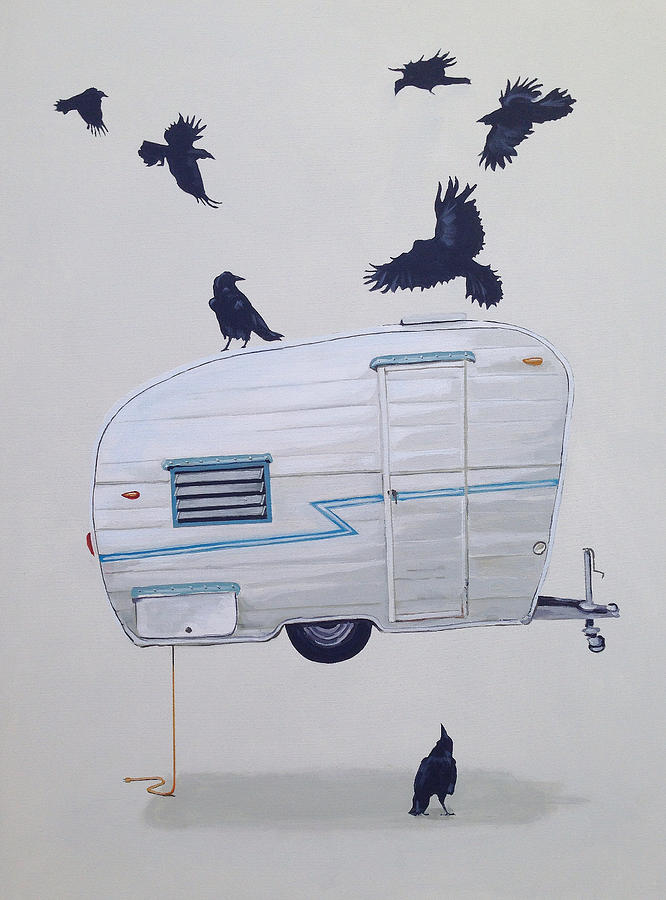 Crow Painting - Seven Crows And A Canned Ham by Jeffrey Bess