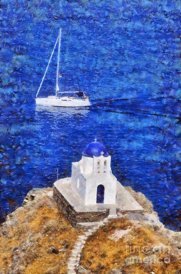 Seven Martyrs chapel in Sifnos island Painting by George Atsametakis