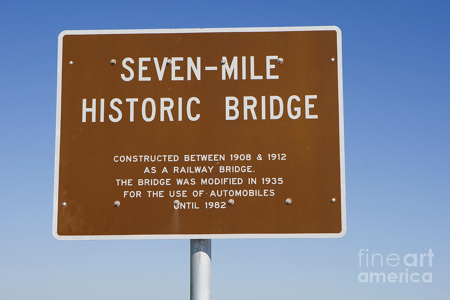 Seven Mile Bridge Florida Keys Sign Photograph by Jason O Watson