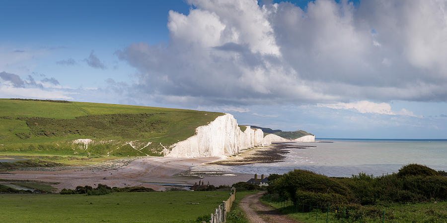 Seven Sisters cliffs and coastguard cottages Photograph by Gary Eason