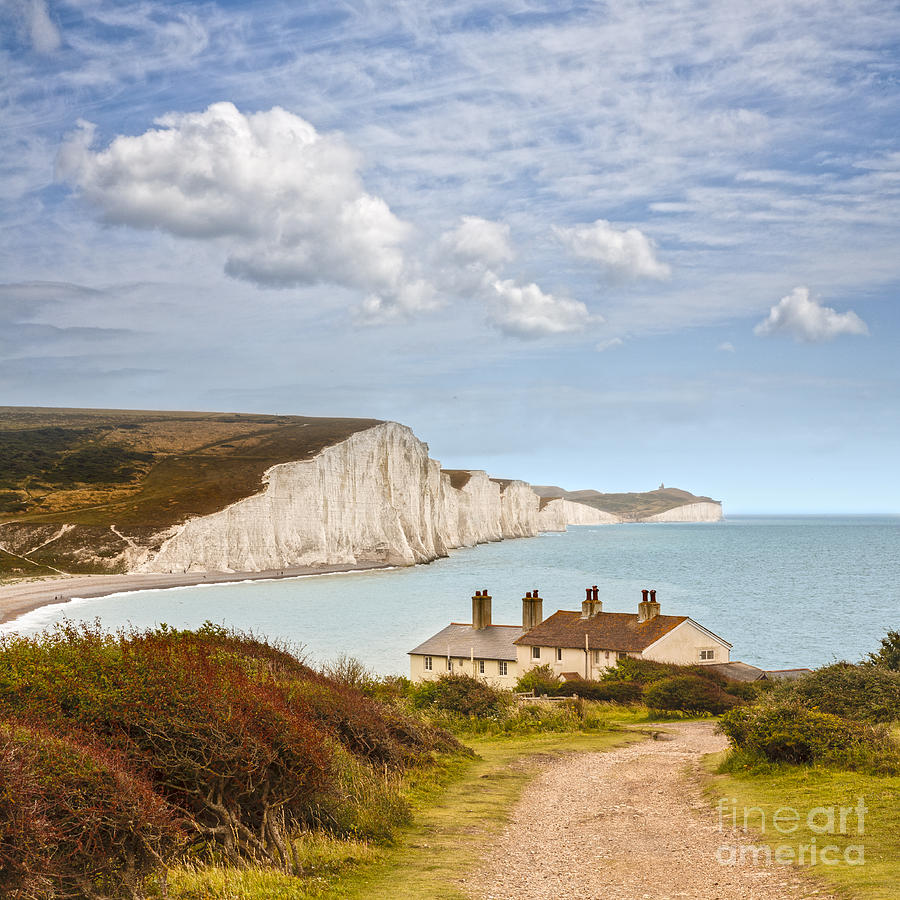 Cottage Photograph - Seven Sisters Cuckmere Haven South Downs Sussex by Colin and Linda McKie