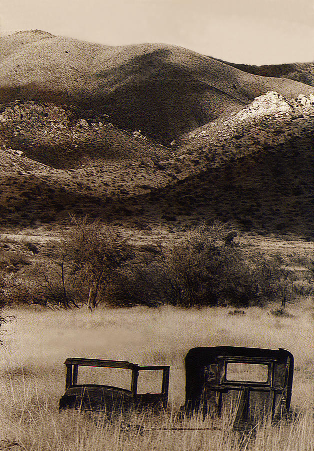 Severed car Dos Cabezos Mountains ghost town Dos Cabezos Arizona 1967 Photograph by David Lee Guss