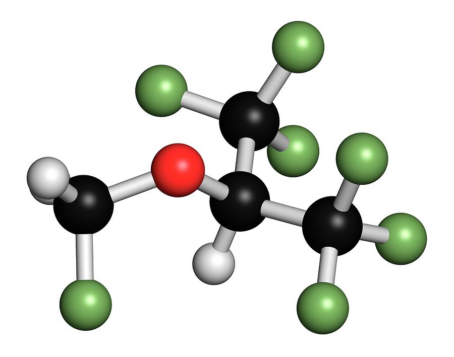 Sevoflurane Photograph - Sevoflurane Anesthetic Molecule by Molekuul