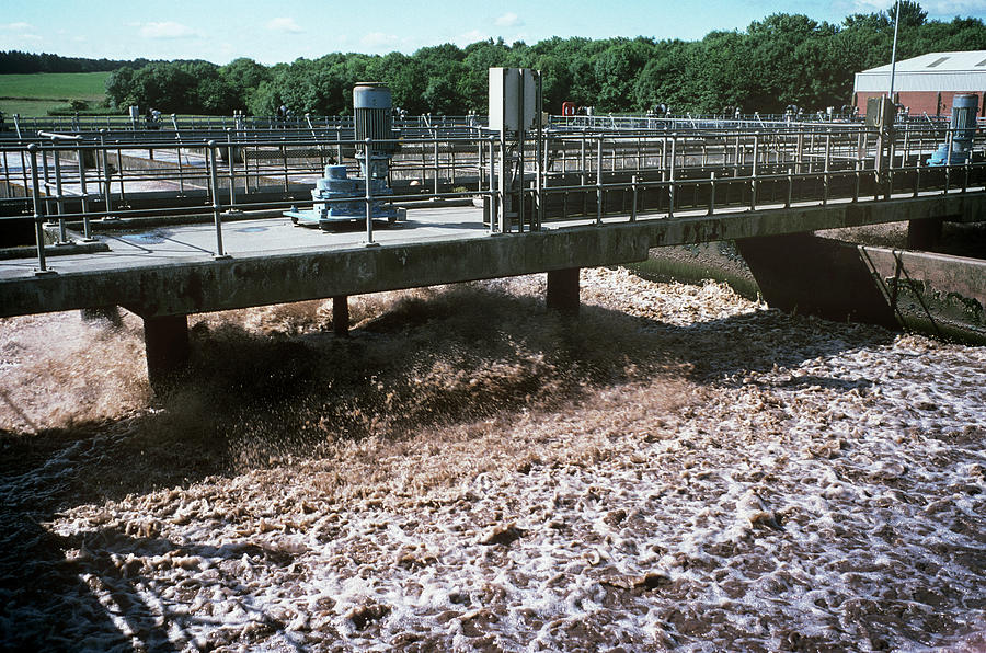Aerator Photograph - Sewage Treatment by Dr Jeremy Burgess/science Photo Library
