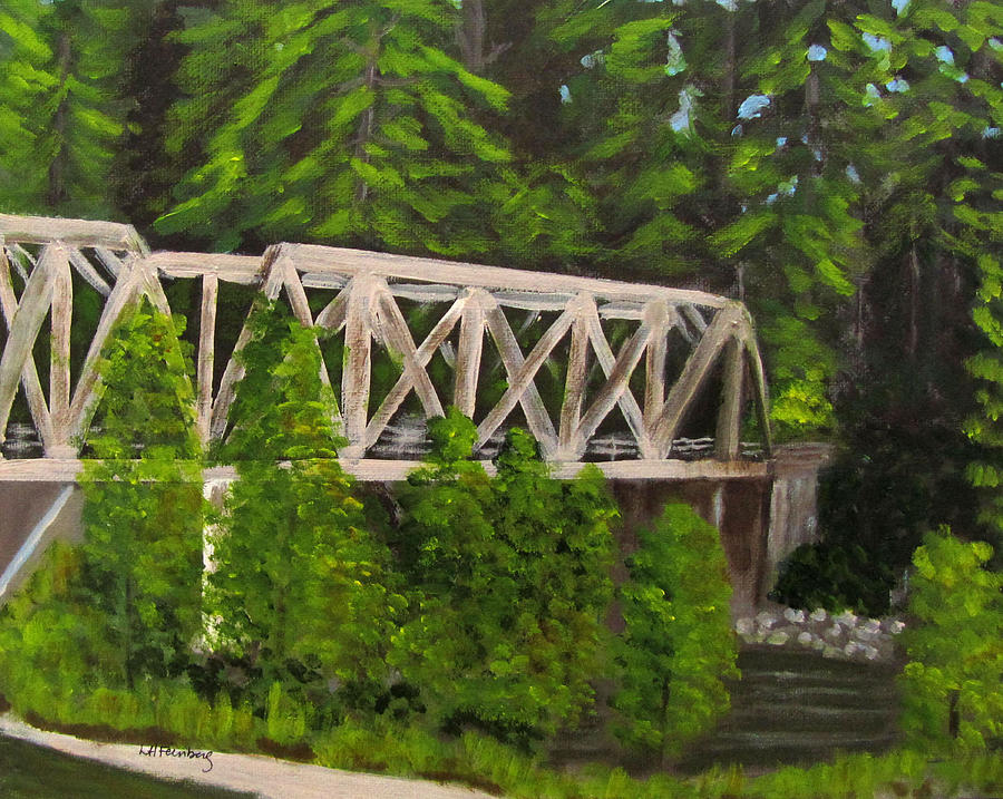 Sewalls Falls Bridge Painting by Linda Feinberg