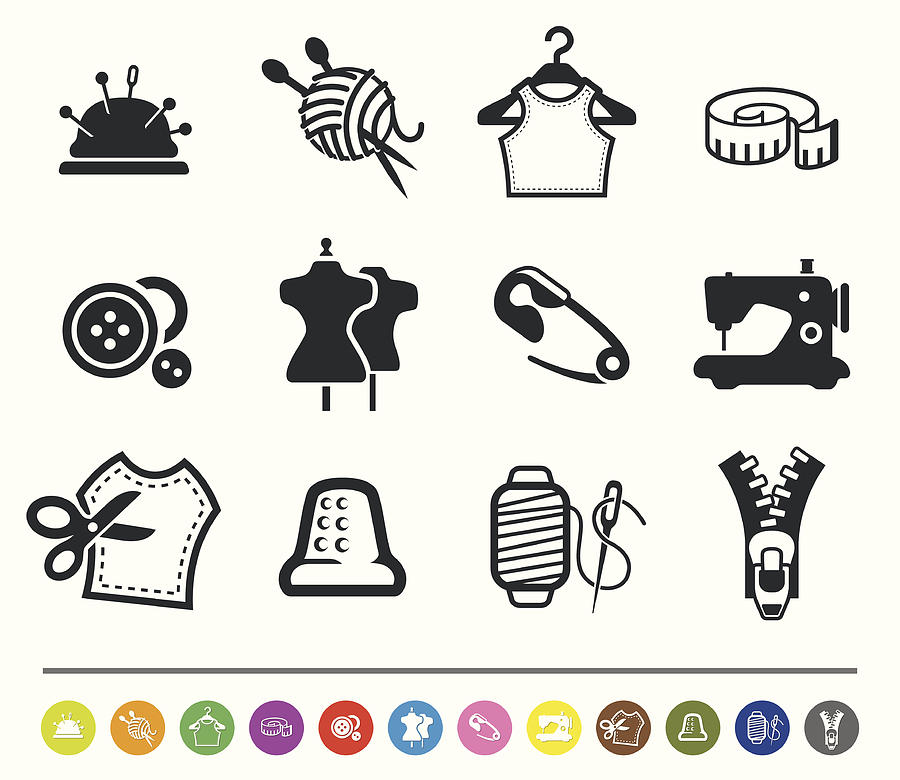 Sewing and tailor icons | siprocon collection Drawing by MrPlumo