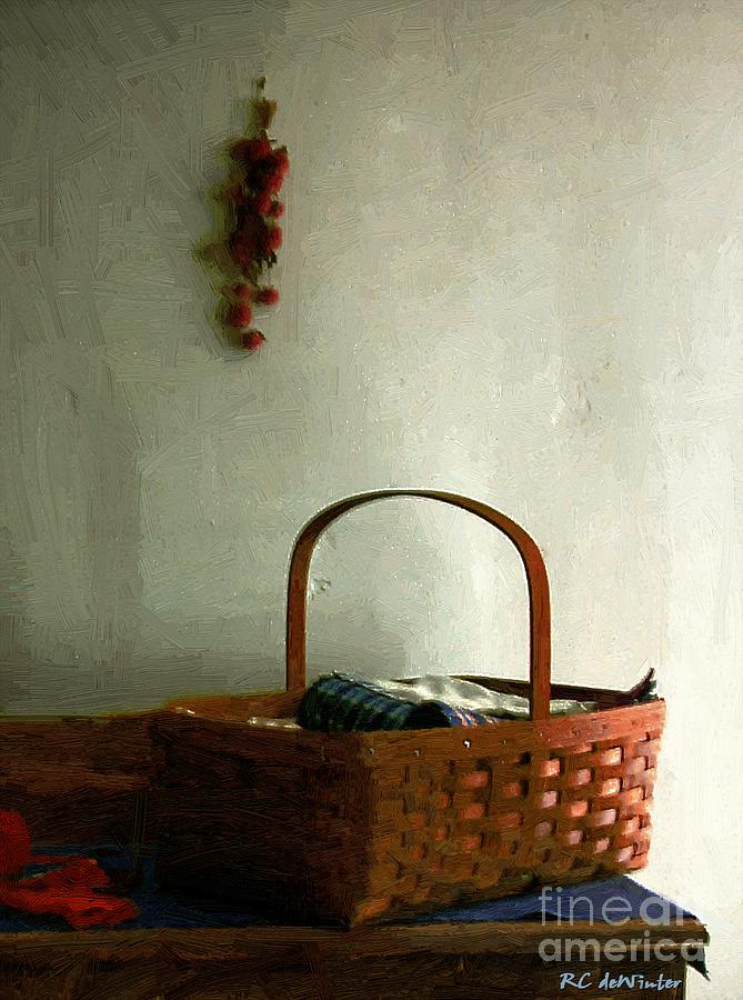 Still Life Painting - Sewing Basket in Sunlight by RC DeWinter
