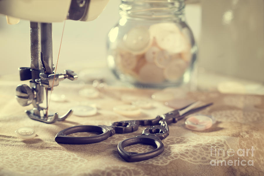 Vintage Photograph - Sewing Items by Amanda Elwell