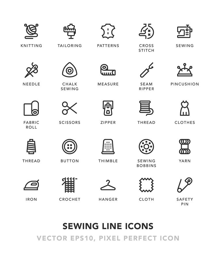 Sewing Line Icons Drawing by TongSur