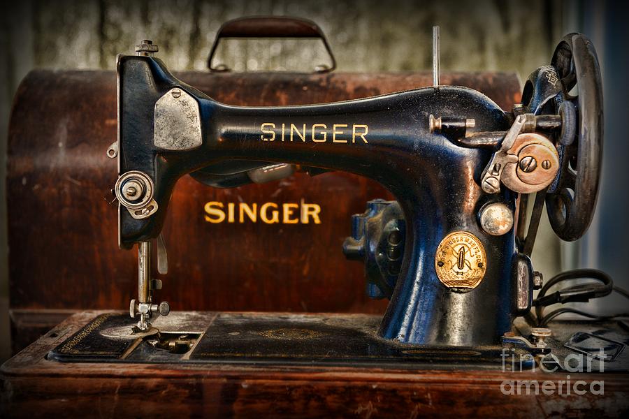 Vintage Photograph - Sewing Machine by SInger by Paul Ward