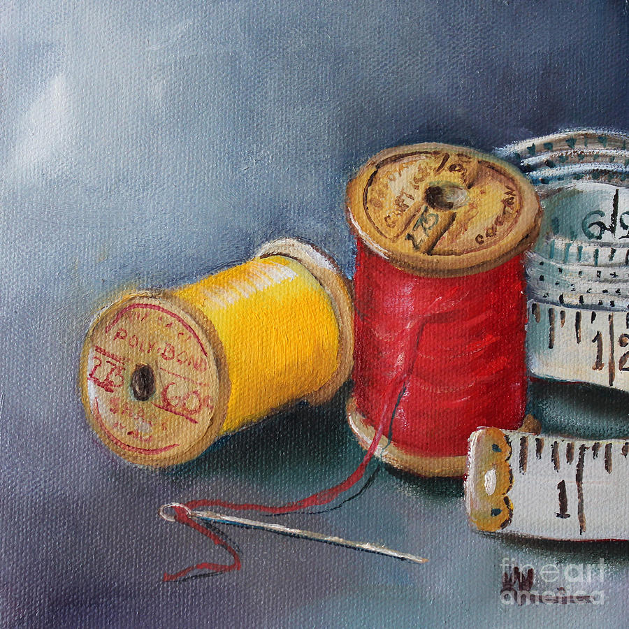 Clothing Painting - Sewing Needle with Threads by Kristine Kainer