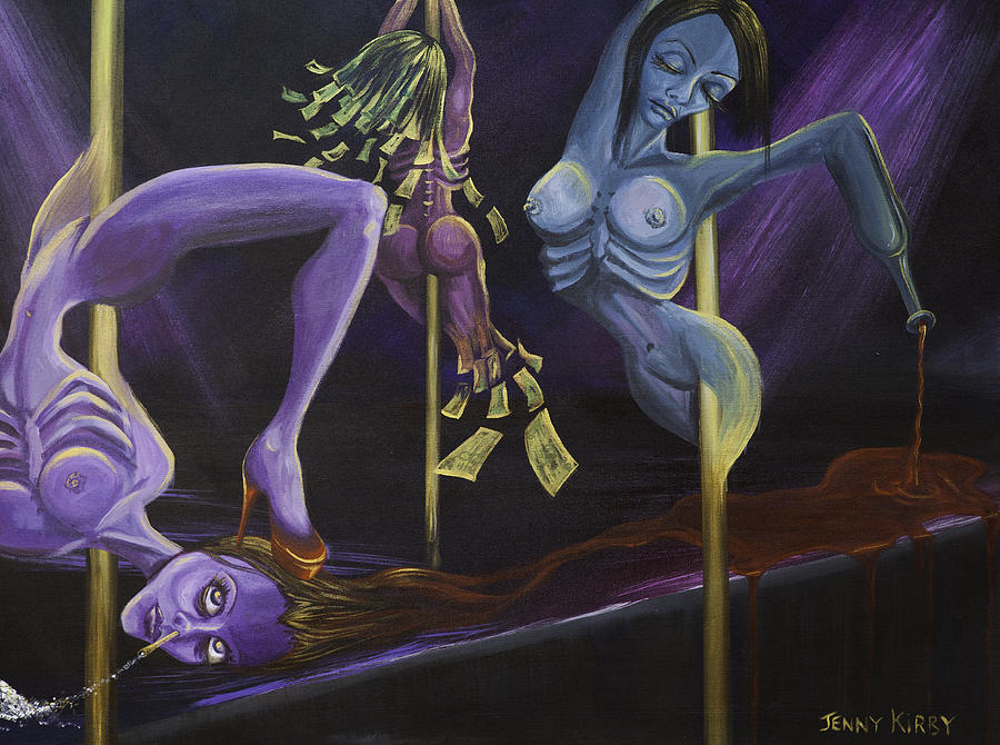 Wine Painting - Sex Drugs And Shiny Brass Poles by Borg  Queen