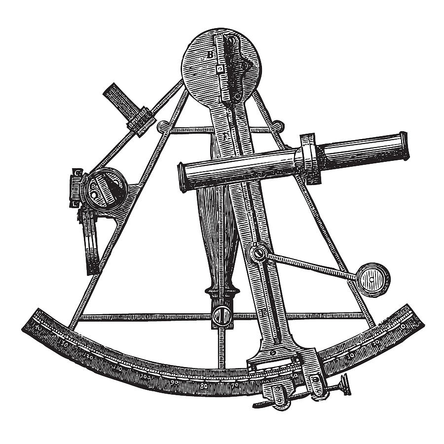 Sextant Historic Engraving Drawing by Ticky Kennedy LLC